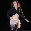 Belly Dance Hip Scarf Long Tassels Belly Dance Waist Chain with Rhinestones Decoration Belly Dance Belt Wrap Skirt