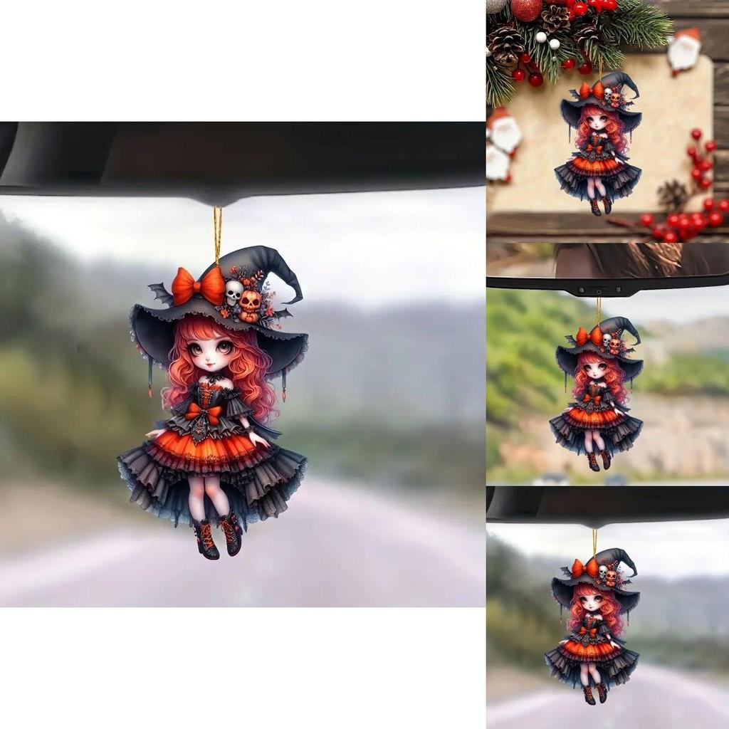 Cartoon Girl Acrylic Car Charm Halloween Special Car Interior Accessory For Travel And Gifts