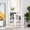 Freestanding Pet Gate 4 Panels Wooden Dog Safety Fence Foldable with Support Feet for Doorway Stairs 91cm Tall White
