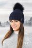 Fiona Women' Winter Fleece Hat with Pompom, Navy Blue