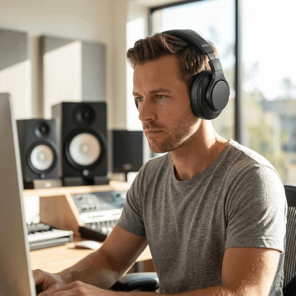 2PCS Sponge + Leather Ear Pads Cushion Black Ear Covers  Studio Headphones 70mm