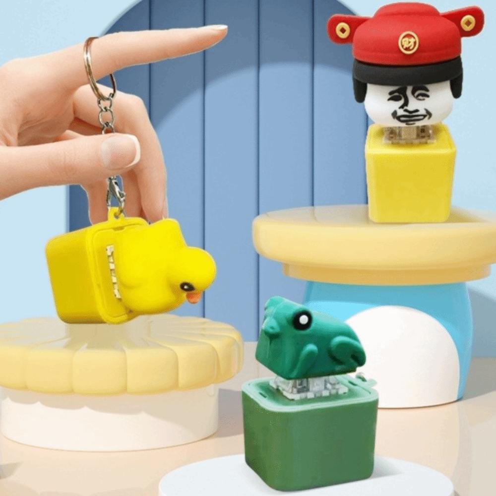 Squeeze Clicking Pressure Relief Toy Croaking Frog Button Press Click Keyring Kids Gift