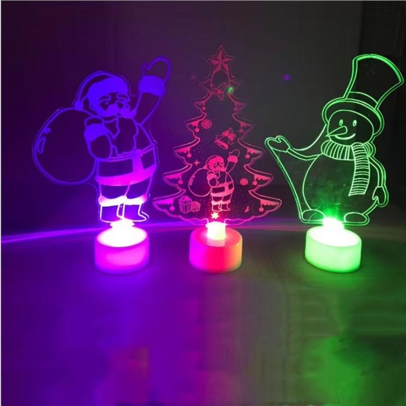 1 Stück Frohe Weihnachten LED Farbwechsel Mini Weihnachtsbaum Haus Tisch Party Dekor Anhänger Weihnachtsmann Dekorationen