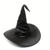 Halloween Witch Hat - Foldable Wizard Cosplay Headgear, Black Devil Cap for Adults Women Men, Party Costume & Decor