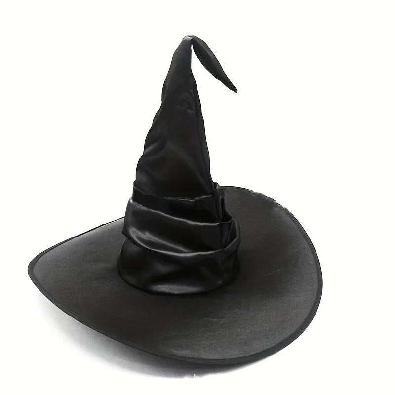 Halloween Witch Hat - Foldable Wizard Cosplay Headgear, Black Devil Cap for Adults Women Men, Party Costume & Decor