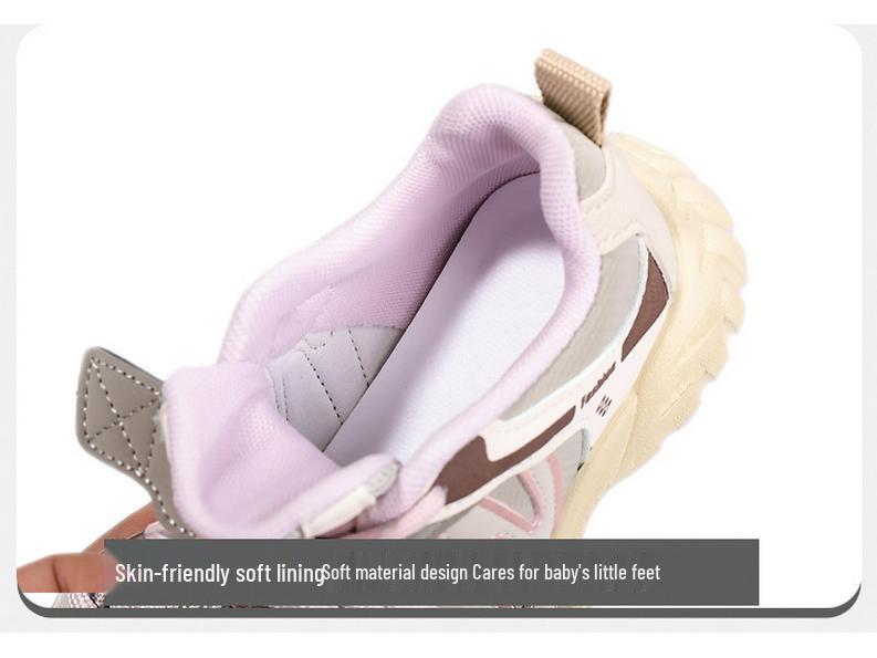Kids' Silver Breathable Mesh Sneakers with Soft Soles - Lightweight Korean Style for Spring