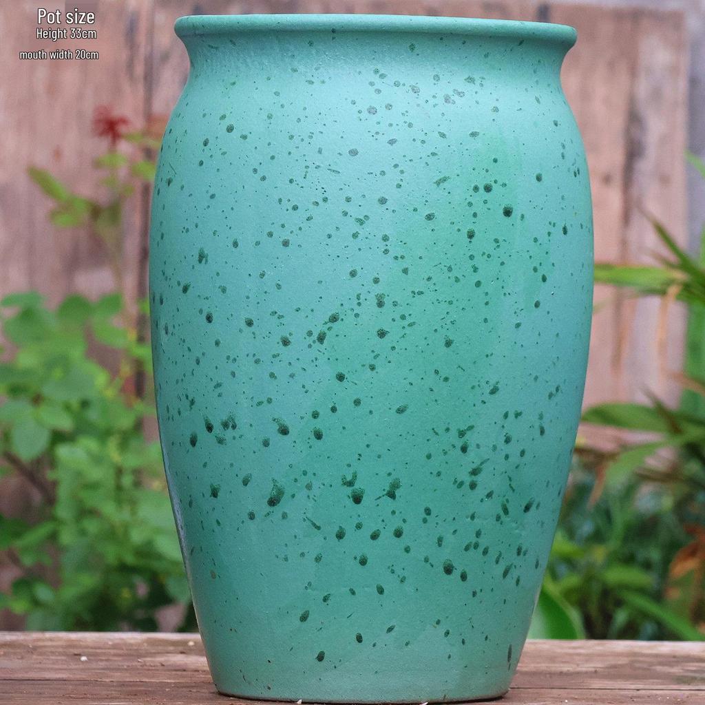 Handmade Large Ceramic Pot for Succulents & Orchids - Breathable, Coarse Pottery Bonsai Planter