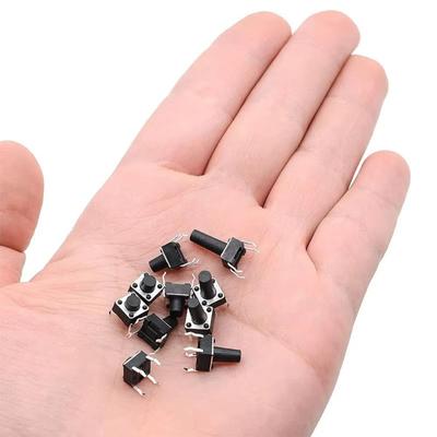 200pcs 200PCS Boxed 6*6 Size Key Switch Kit 4 Feet Tactile Micro Switch 12V Mixed Touch Buttons Tact Push Button Switch TV