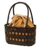 Nishiki Bamboo Basket Bag, Perfect for Yukata and Jinbei, with Detachable Drawstring, Large Capacity Handbag (Mustard901)