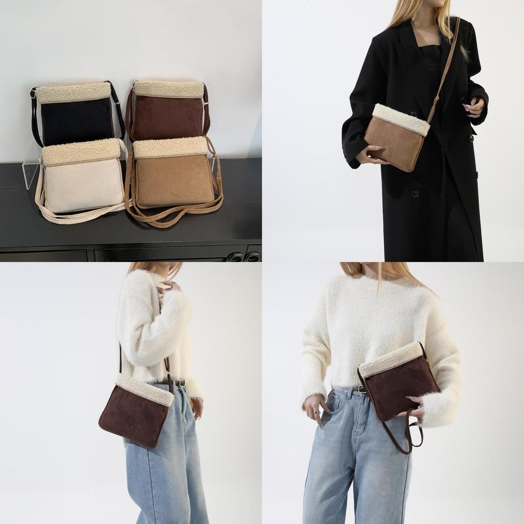 Wholesale Fashion Plush Flipped Shoulder Messenger Bag Women 2023 Winter New Casual Trendy Versatile Small Square Bag
