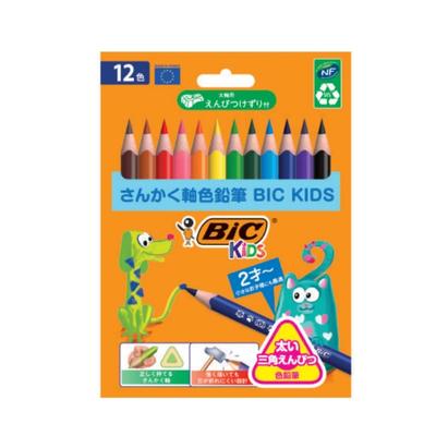Bic Japan Große Kinder Bunt 12 Dreieckig mit Bleistift BKEVOTRI12E Bleistifte, Farben, Schaft, Spitzer,