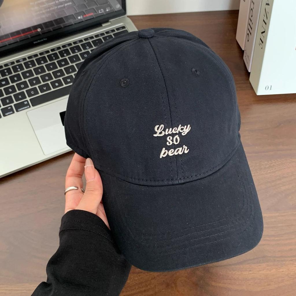 Hat Women's peaked cap Spring and summer letter embroidered baseball cap Large head circumference Show face Small sun hat Men