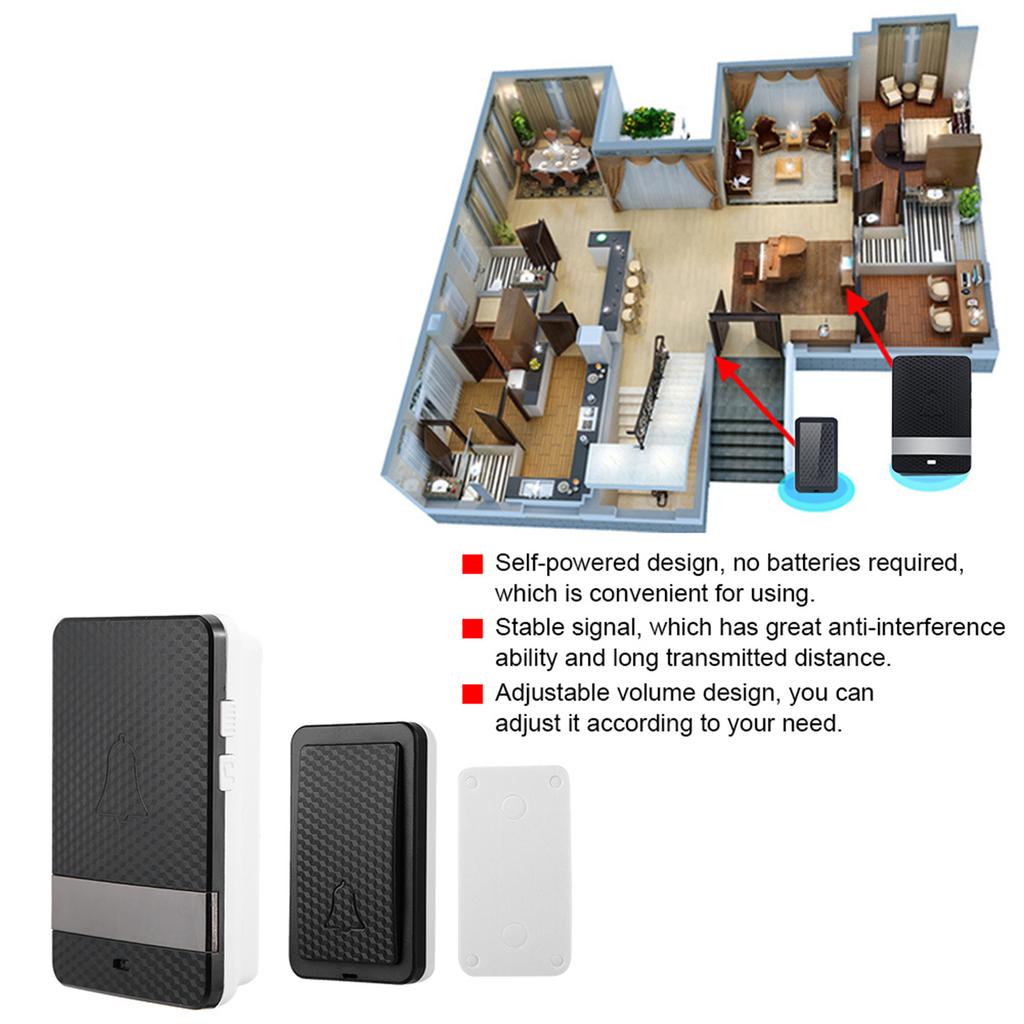 Kabellose Wasserdichte Türklingel Selbstbetrieben Einstellbare Lautstärke Türgong (Typ A )