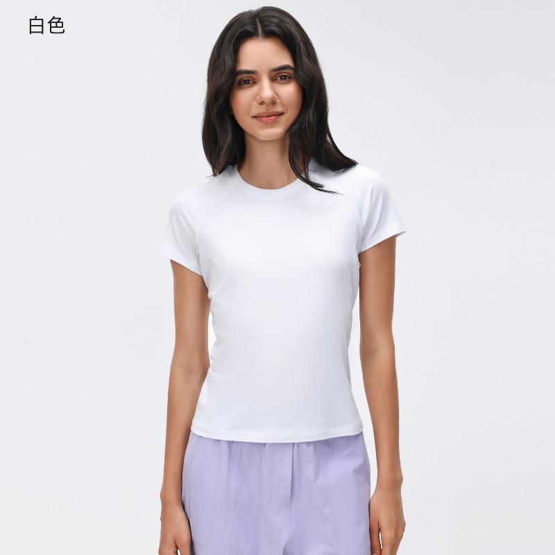 Summer round neck short-sleeved women's sweat-absorbing and breathable sports shirt, slim and thin running fitness yoga clothes