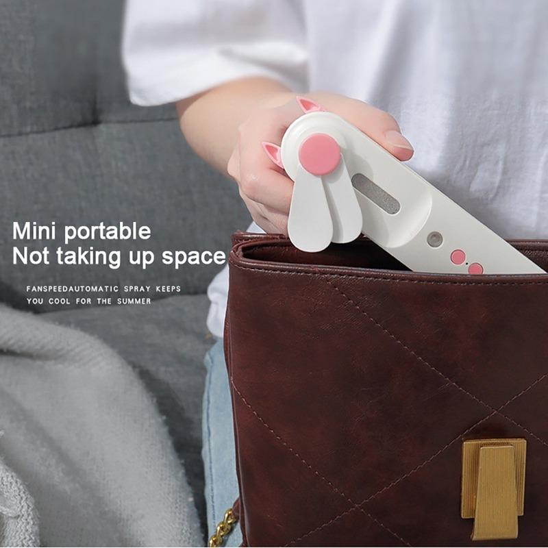 Summer Handheld Fan with Pocket Water Spray Mist Wind-up Fan Bottle Manual Rechargeable Mini Fan for Home & Travel