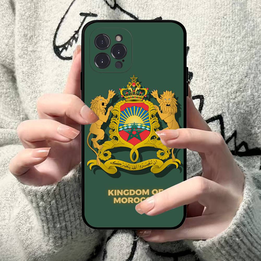 Morocco Map Flag Phone Case For IPhone 16 Pro Max 15 17 Plus 14 13 12 Mini 11 Black Cover