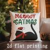 1pcs/4pcs- Christmas Cat Themed Pillowcases with Paw Prints , Square Pillow Cover, Modern Sofa Decorative Cushion Cover