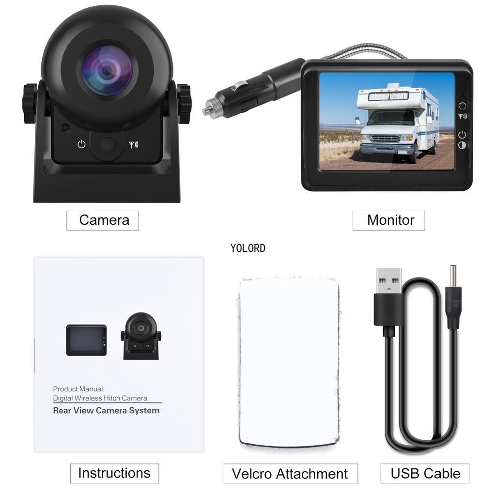 WiFi Wireless Reversing Camera with 3.5 Inch LCD ahd Monitor IP68 Waterproof Car Rear View Camera Kit for Car Truck