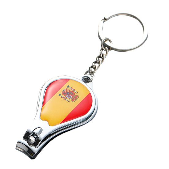 Football Match National Flag Nail Clippers, Stainless Steel Fingernail Cutter with Key Ring, 3-in-1 Bottle Opener Keychain, Soccer Fans