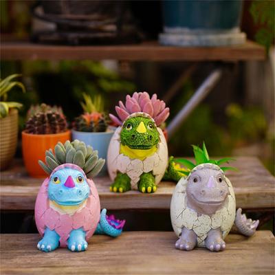 Dinosaur Shaped Flower Pot Resin Flowerpot Collectible Pen Holder Table Artwork Planter Plant Container For Gift Bedroom Cafe