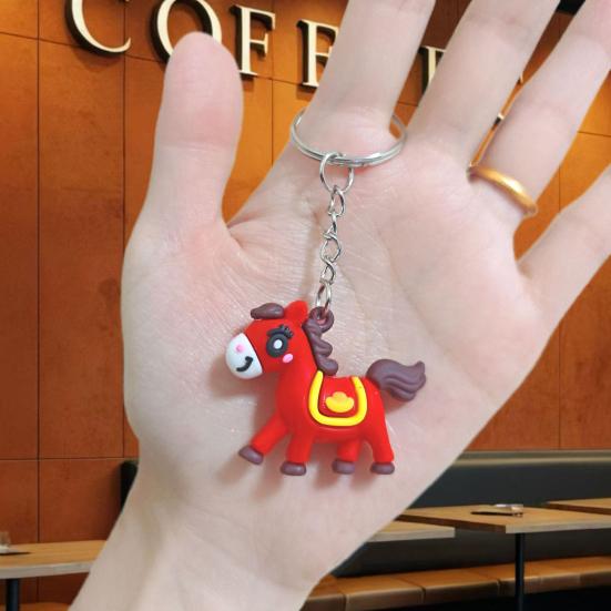 5/10Pcs 2026 Year of Horse Keychain Auspicious Cultural Design Chinese Zodiac Lucky Charms Backpack Pendant
