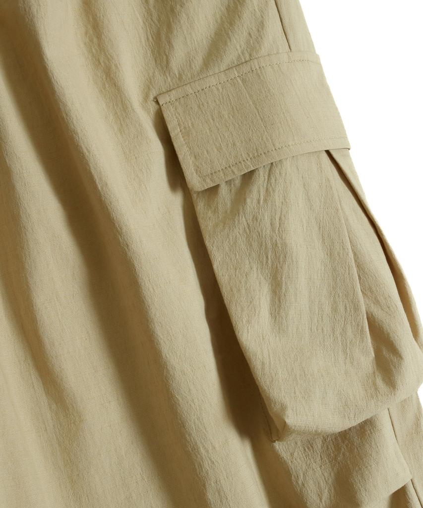 NODU Cargo Tuck Drawstring Wide-Leg Pants [Beige]