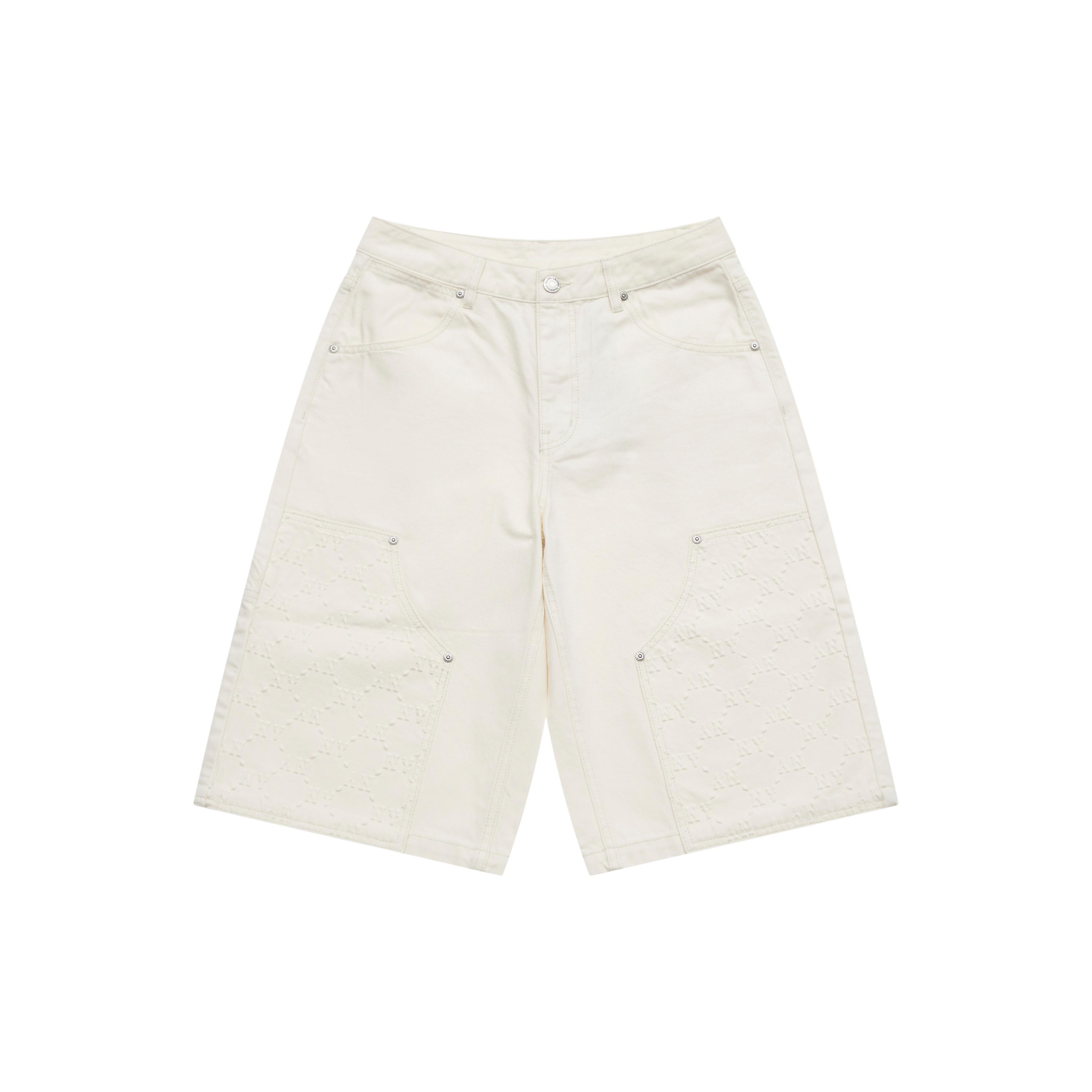 

New MLB MONOGRAM Collection New York Yankees SS25 Denim Shorts Men s White 3LDPM0253-50CRD L