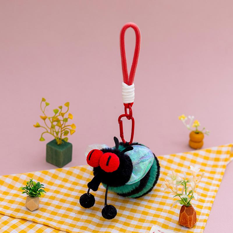 

1Pcs Simulated Insect Series Mosquito Pendant Plush Toys Kawaii Stuffed Firefly Ladybug Spider Dolls Keychain For Kids Gift A9