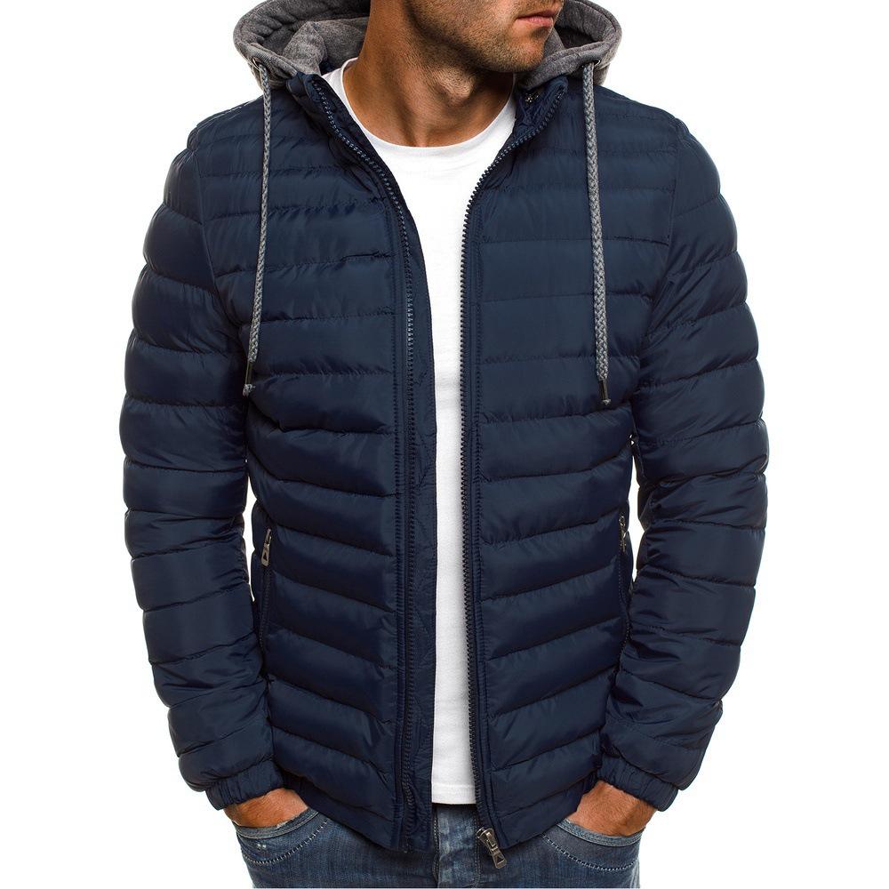 

Men s Solid Color Hooded Cotton Jacket: Autumn/Winter Simple Style XXL