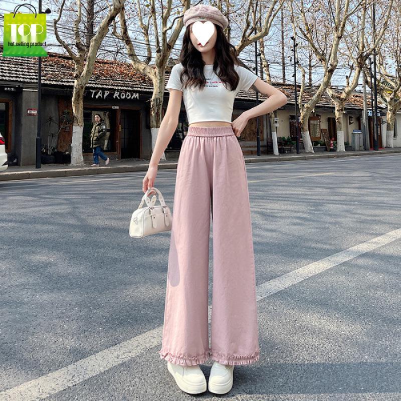 

Women s Exquisite Lace High-Waist Cropped Wide-Leg Pants - 2025 Spring/Summer Collection 3XL