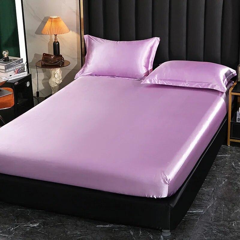Luxuriöses Satin-Spannbettlaken, hochwertiger Matratzenbezug, einfarbiges Bettlaken mit Gummiband, Bettlaken 140 x 200, 160 x 200 Spannbettlaken