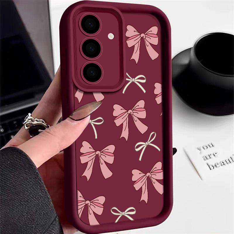 

Мягкий чехол для Samsung Galaxy S25 Edge S24 S23 S22 Ultra S24 S21 FE A56 A16 A15 A55 A54 A35 A25 A26 A36 Милый розовый чехол для телефона с бантом Samsung Galaxy A06 вино красного