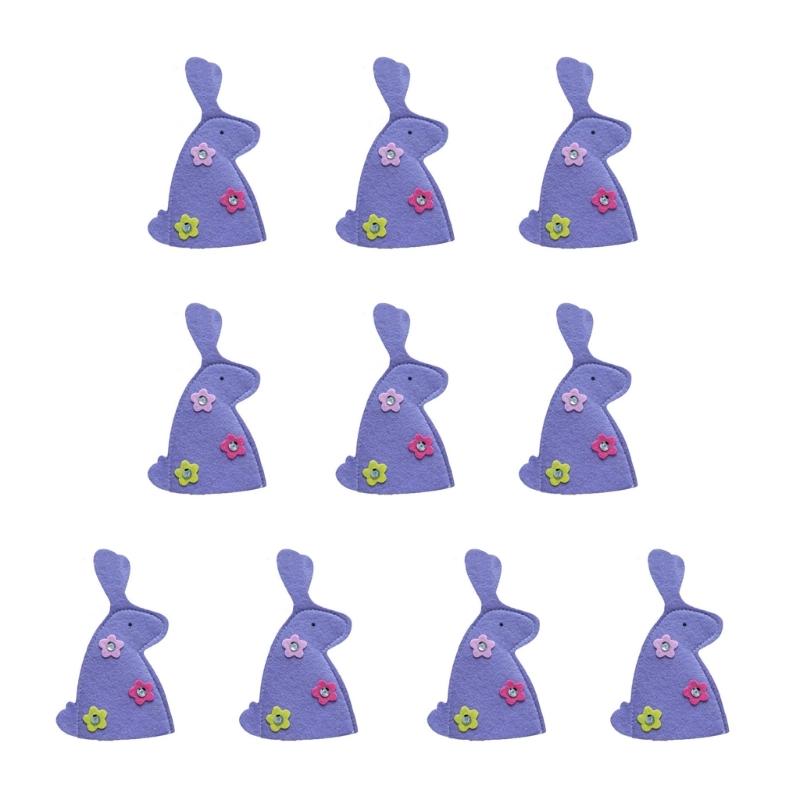 

10Pieces Easter Bunnies Eggs Holder 18x10.50cm Fabric Eggs Covers Eggs Sleeve For Home Decoration Party Table Setting фиолетовый