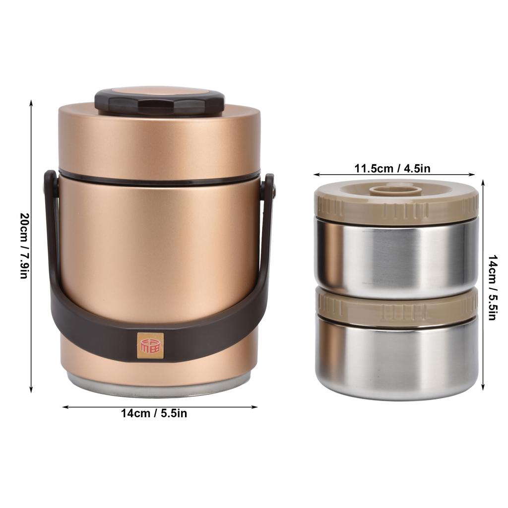 Insulation Lunch Box High Capacity 1.5L Stainless Steel Portable Heat Preservation Vacuum   Box for Adults Students