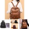 Stylish Pu Leather European Retro Casual Backpack For Women Soft Zipper Closure