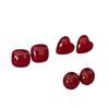 Wine Red Heart Square Round Stud Earrings Women Minimalist Winter Fashion Jewelry