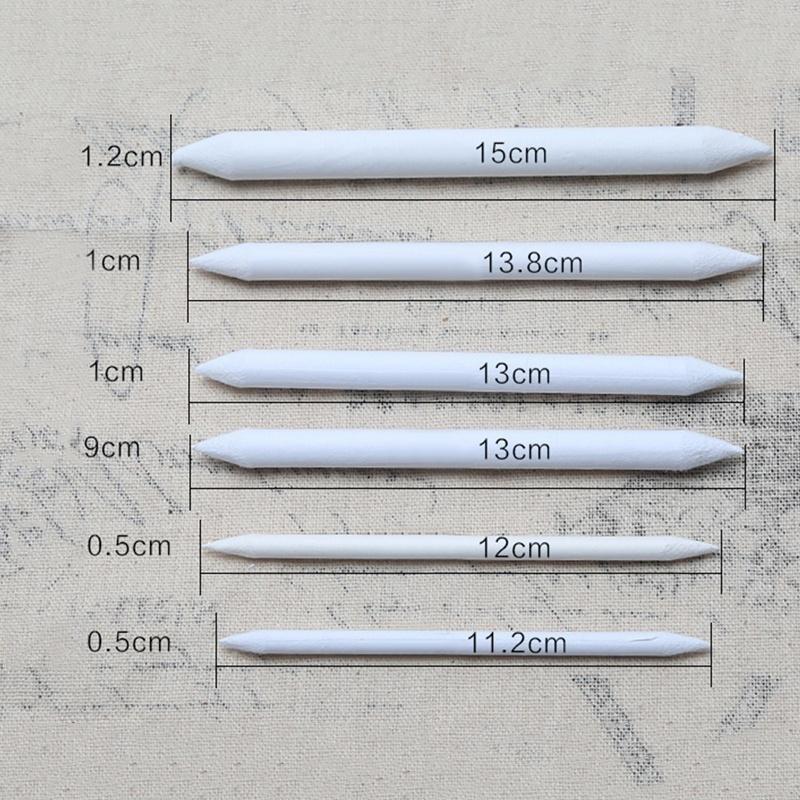 6pcs/set Blending Smudge Stump Stick Tortillon Sketch Art White Drawing Pen Tool Rice Paper