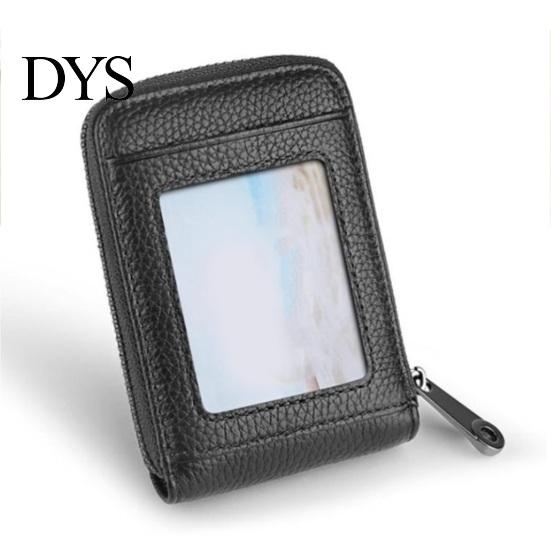 Minimalist Wallet with ID Window Slim Card Wallet, Thin Credit Holder Window, Solid Color Zip Closure Faux Leather Pouch for Cash Cards