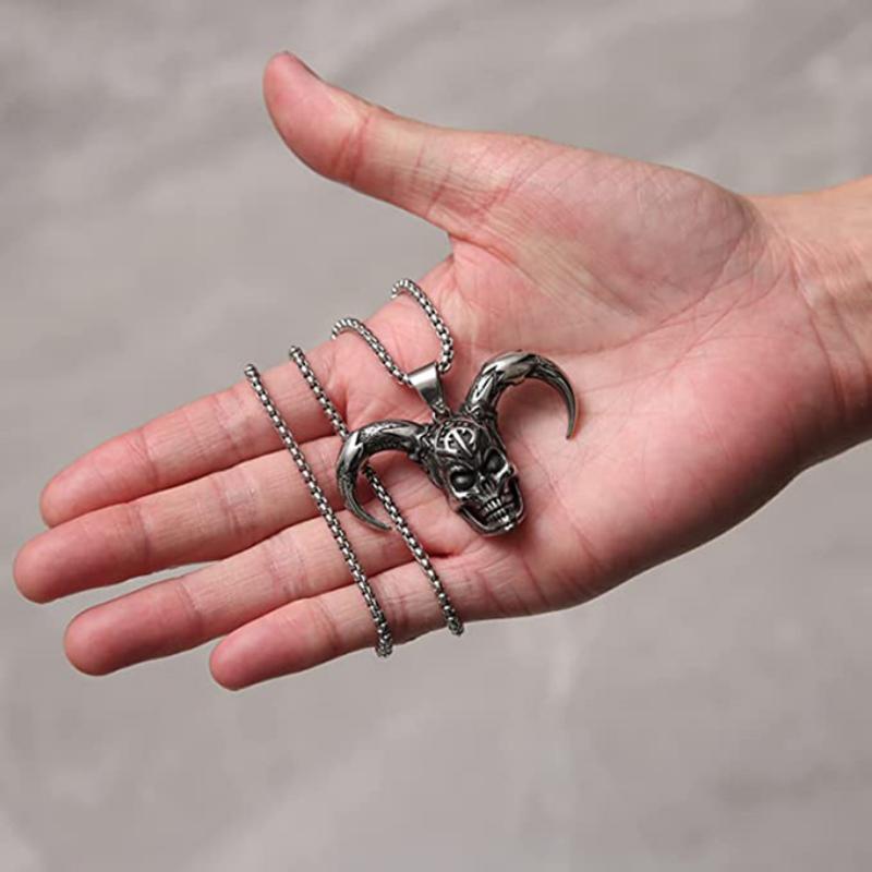 Fashion Accessories Trendy Men's Hip Hop Joker Skull Titanium Steel Necklace Pendant