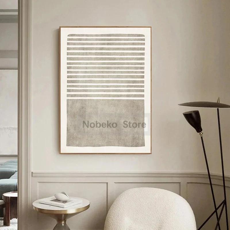 Impressões Minimalistas Modernas Pintura em Tela Bege Cores Neutras Simples Pôster de Arte Mid-Century Arte de Parede Imagens Decoração de Sala de Casa