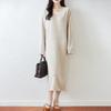 Women Sweater Dress 100% Wool TIDENOVEL V-neck Knit Long Pullover Winter Jumpers Wool Long Dress Female