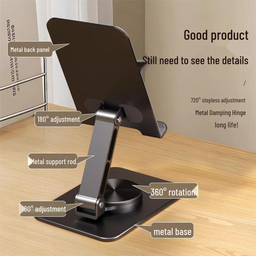 All-Metal 360° Rotating Phone Holder Stand for Home & Live Streaming