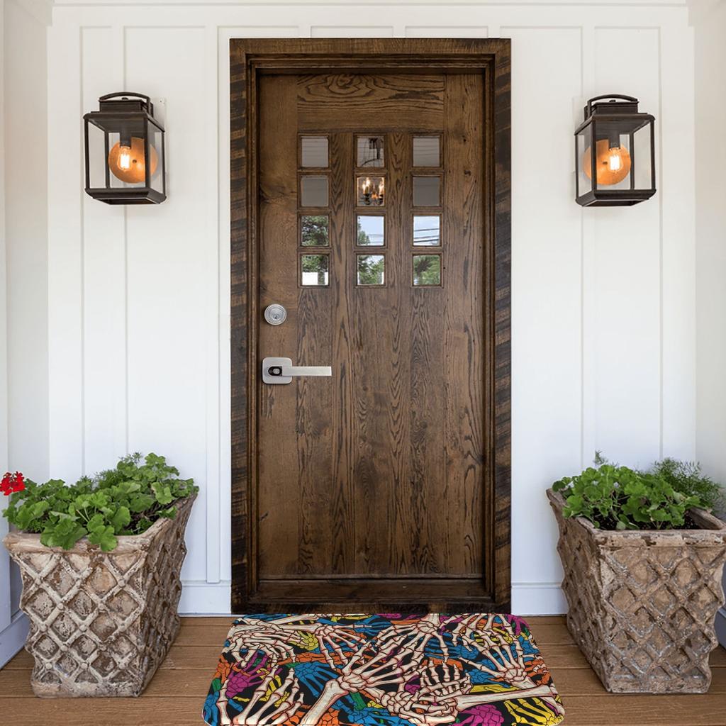 1PC Halloween Skull Pattern Kitchen Rug Non-Slip Door Mat Pop Design Bathroom Rug Bath Mat Carpet for Home Sink Laundry Decor