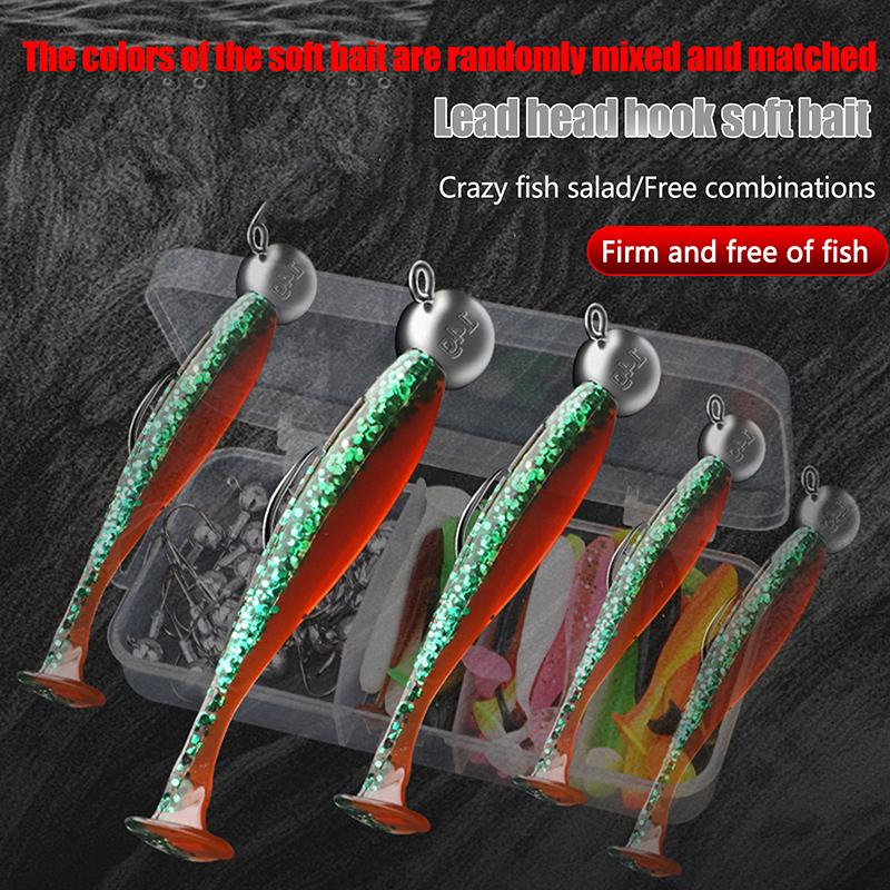 30-Piece Soft Fishing Lure Set With T-Tail - Durable Plastic Baits For Bass, Trout & More - Includes Minnow Swimbaits, Jig Hooks