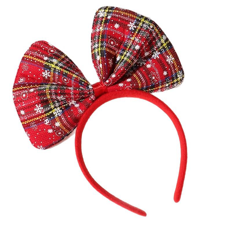 Plaid Christmas Oversized Bow Headband for Adults & Children - Festive Hair Accessory