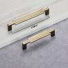 Modern Nordic Black Cabinet Handles Drawer Stripe Solid Brass Handle