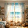 Digital Printed Curtains with Seashell Beach Design, Stylish Window Drapes for Living Room Bedroom Home Decoration