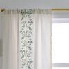 Floral Embroidered Curtains,Semi Sheer Tassels Linen Drapes for Living Room,Boho Light Filtering Cottage Curtain with Rod Pocket