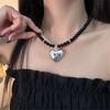 Sweet Heart Pendant Necklace Female Temperament Collarbone Chain Korean Student Adjustable Chain Y2k Aesthetic Jewelry