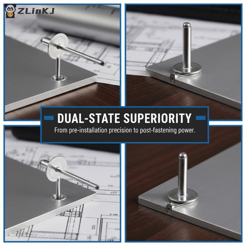 Large Flange Aluminum Rivets Kit Easy To Use Blind Rivets for Woodworking Metalworking Home Improvement